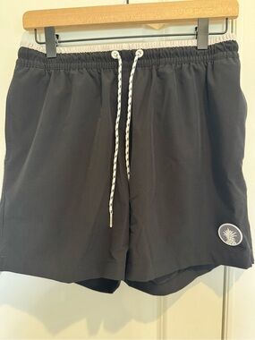 chubbies Black Swim Trunks with White Drawstring and Pineapple Patch